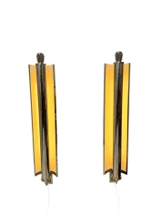 Art Deco Extra Large Pair of Wall Lights or Sconces France, 1930s